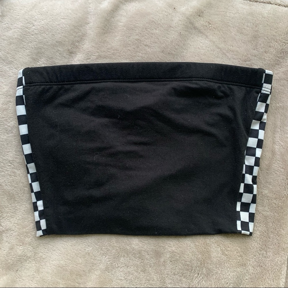 Fashion Nova Suede Checkered Tube Top